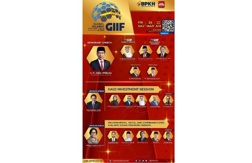 Perkuat Kerja Sama Industri Syariah Global, BPKH Gelar GIIF 2022 Badan Pengelola Keuangan Haji (BPKH) akan kembali menyelenggarakan Global Islamic Investment Forum 2022 (GIIF 2022) pada Jumat (25/3/2022) secara daring dan luring.