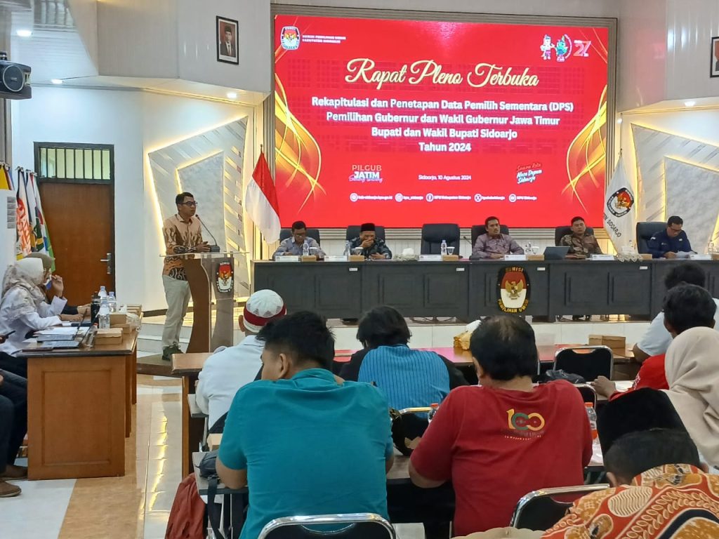 KPU Sidoarjo Tetapkan Daftar Pemilih Sementara untuk Pemilu 2024 KPU Sidoarjo menggelar rapat pleno terbuka rekapitulasi dan penetapan daftar pemilih sementara (DPS), Sabtu (10/8/2024)