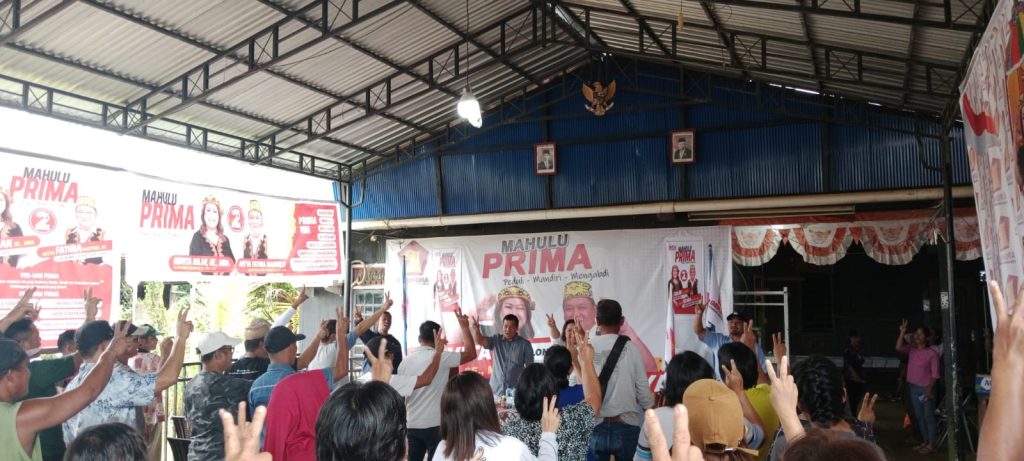 Warga Kampung Long Melaham kompak dukung pasangan Bulan-Fathra di Pilkada Mahulu 2024.