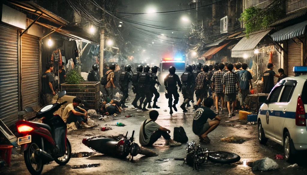 patroli polisi yang berhasil menggagalkan tawuran di Pasar Kemuning, Samarinda