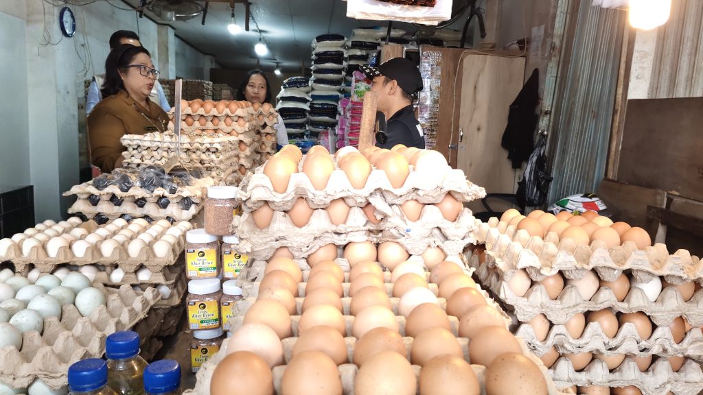 Kepala Bidang Ketersediaan dan Distribusi Pangan DPTPH Kaltim, Amaylia Dina Widyastuti saat meninjau harga pangan di Pasar Segiri Samarinda, Selasa (3/5/2025) (AS/GOnews.id)