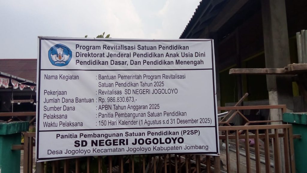 Revitalisasi SDN Jogoloyo, Bukti Serius Pemerintah Bangun Sekolah Pemkab Jombang merevitalisasi SDN Jogoloyo Jombang (HB/GOnews.id)