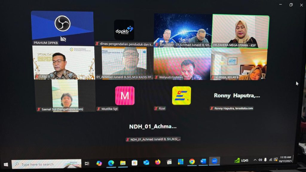 Konferensi pers daring melalui Zoom DPPKB Kutai Timur bersama Kantor Staf Presiden (KSP) RI, Jumat (17/10/2025) (tangkap layar zoom)