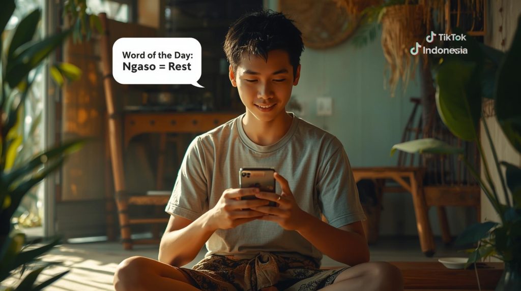 Bahasa Daerah di TikTok: Pelestarian Lewat Konten Pendek Ilustrasi Gen Z yang melestarikan bahasa daerah lewat platform TikTok. (Pict: AI-Rich)