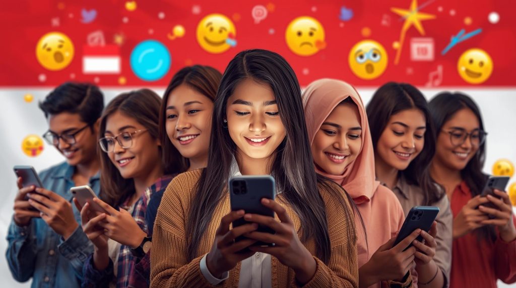 Emoji: Bahasa Persatuan Baru di Era Digital Ilustrasi simbol kecil atau emoji yang dinilai menjadi bahasa persatuan di Inddonesia. (Pict: AI-Rich)