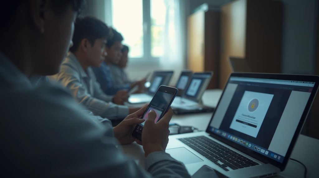 Sekelompok mahasiswa yang menjaga keamanan privasi mereka. (Pict: AI-Rich)