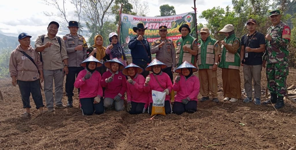 Pemerintah desa Koto Tengah di Kecamatan Air Hangat Barat, Kabupaten Kerinci saat penanaman jagung (Vina/GOnews.id)