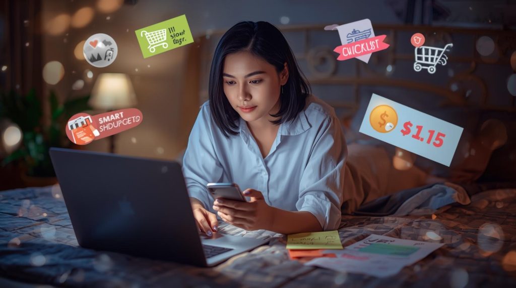 Belanja Cerdas di 11.11: “Biar Diskon Jadi Teman, Bukan Petaka” Ilustrasi pemburu diskon markeplace pada event 11.11. (Pict: AI-Rich)