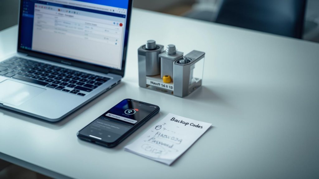 Bersih‑bersih Keamanan Akun + MFA untuk Semua Aplikasi Ilustrasi ponsel dan laptop yang sedang membersihkan keamanan akun mfa untuk semua aplikasi. (Pcit: AI-Rich)