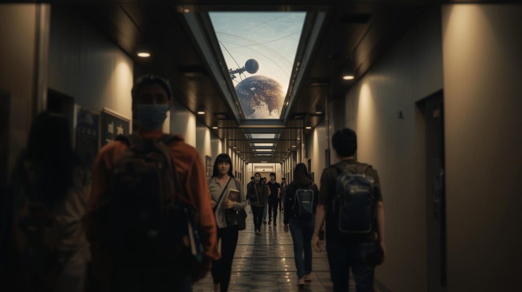 Cara para mahasiswa menjaga keseimbangan peran pada era Orde Baru. (Pict: AI-Rich)