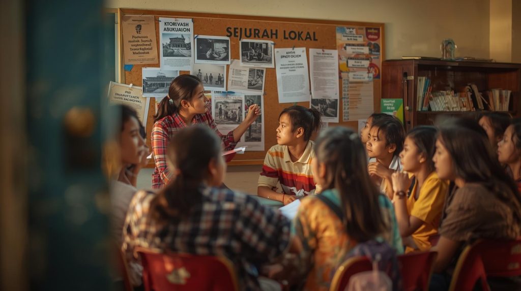 Seorang guru yang meveritakan sejarah lokar tanpa menggunakan kekerasan dalam penyampaiannya. (Pict: AI-Rich)