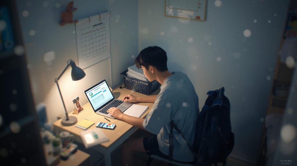 Potret mahasiswa rantau yang sedang menulis list "Survival Kit"-nya. (Pict: AI-Rich)
