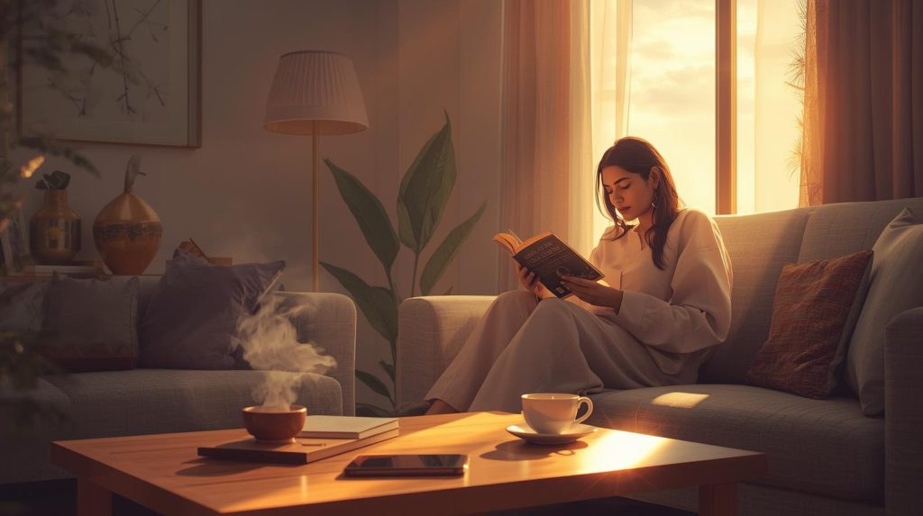 Ilustrasi seorang wanita yang melakukan ritual detox akhir tahun. (Pict: AI-Rich)