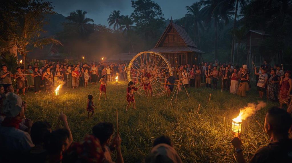 Tradisi Nusantara Rayakan Tahun Baru Ilustrasi tradisi Badendeng Rotan asal Maluku. (Pict: AI-Rich)