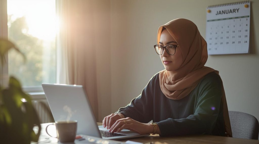 Potret seorang wanita yang kembali ke rutinitas biasa setelah libur akhir tahun. (Pict: AI-Rich)