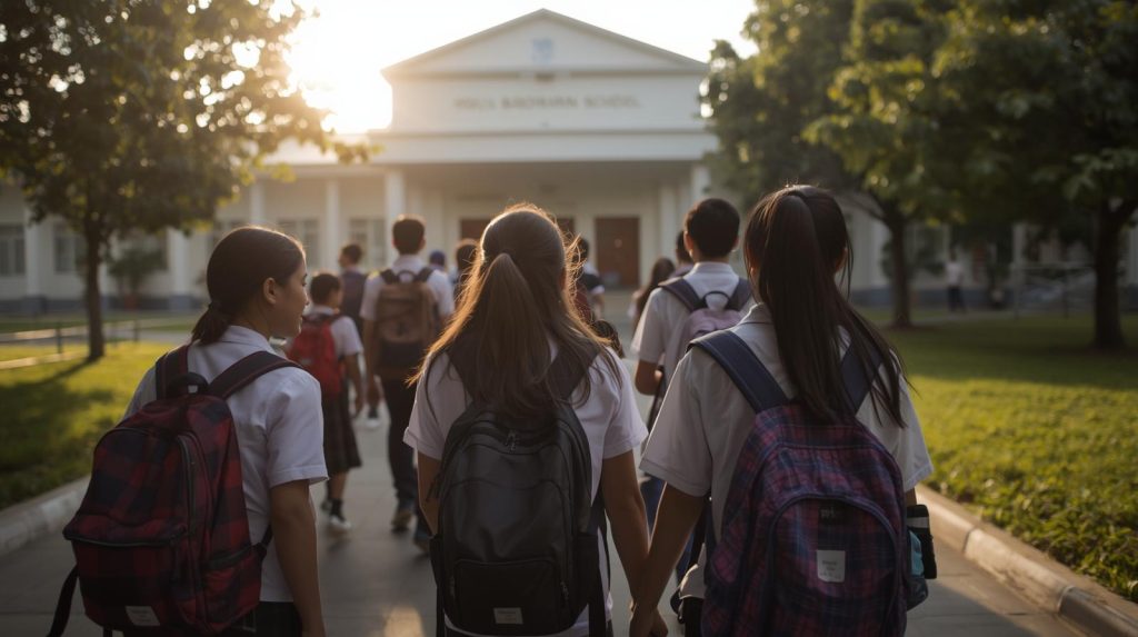 Kembali ke Sekolah: Tantangan Siswa Pasca Libur Panjang Potret para siswa yang kembali ke sekolah pasca libur panjang tahun baru. (Pict: AI-Rich)