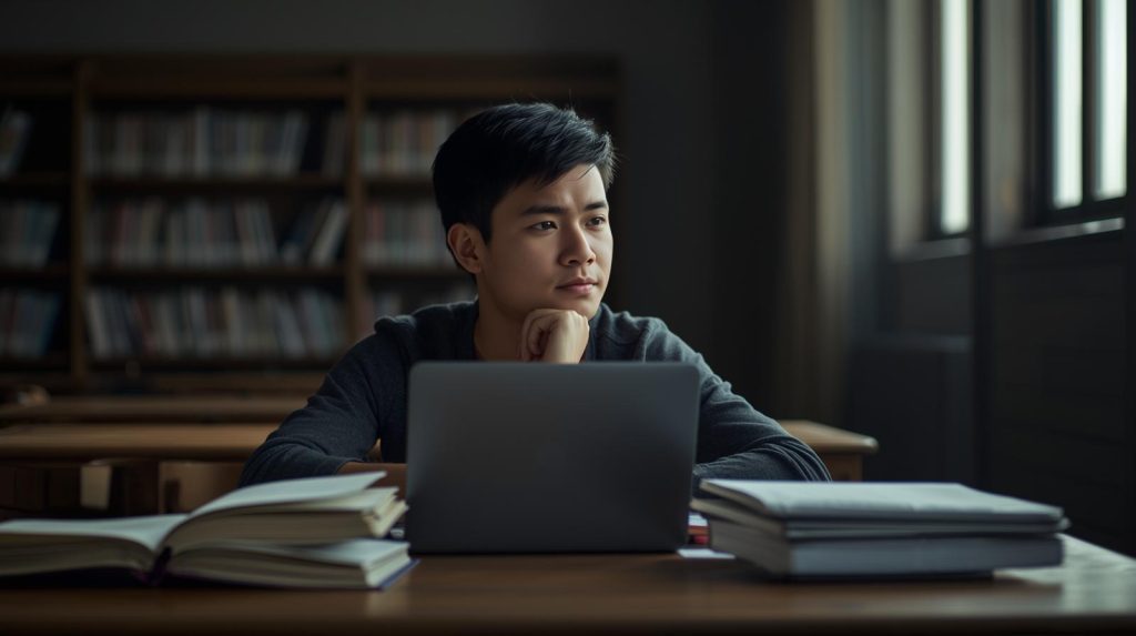 Potret seorang mahasiwa yang menyambut target baru dari kampus. (Pict: AI Rich)