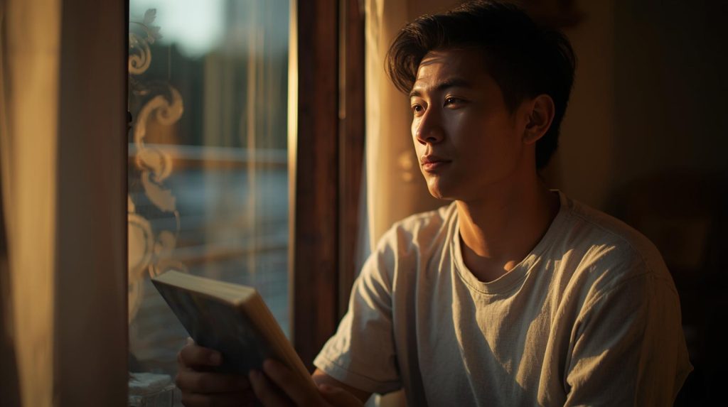 Februari dan Kenangan yang Makin Dewasa Potret seorang pria yang sedang melakukan ritual refleksi diri di rumahnya. (Pict: Ai-Rich)