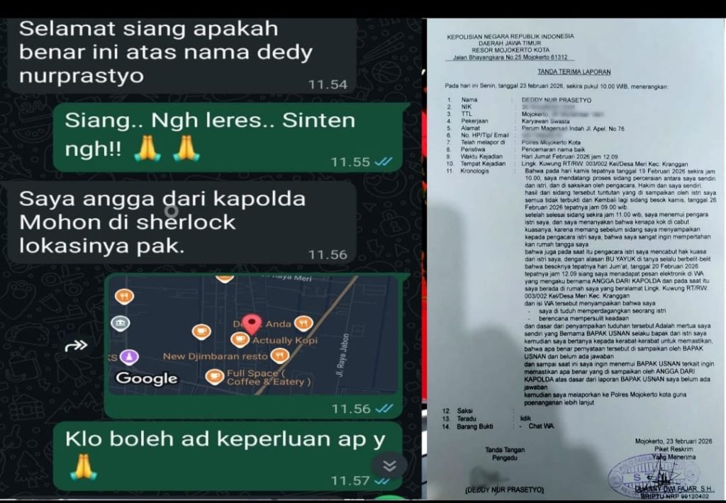 Warga Meri Mojokerto melaporkan pria yang mengaku anggota Polda Jatim