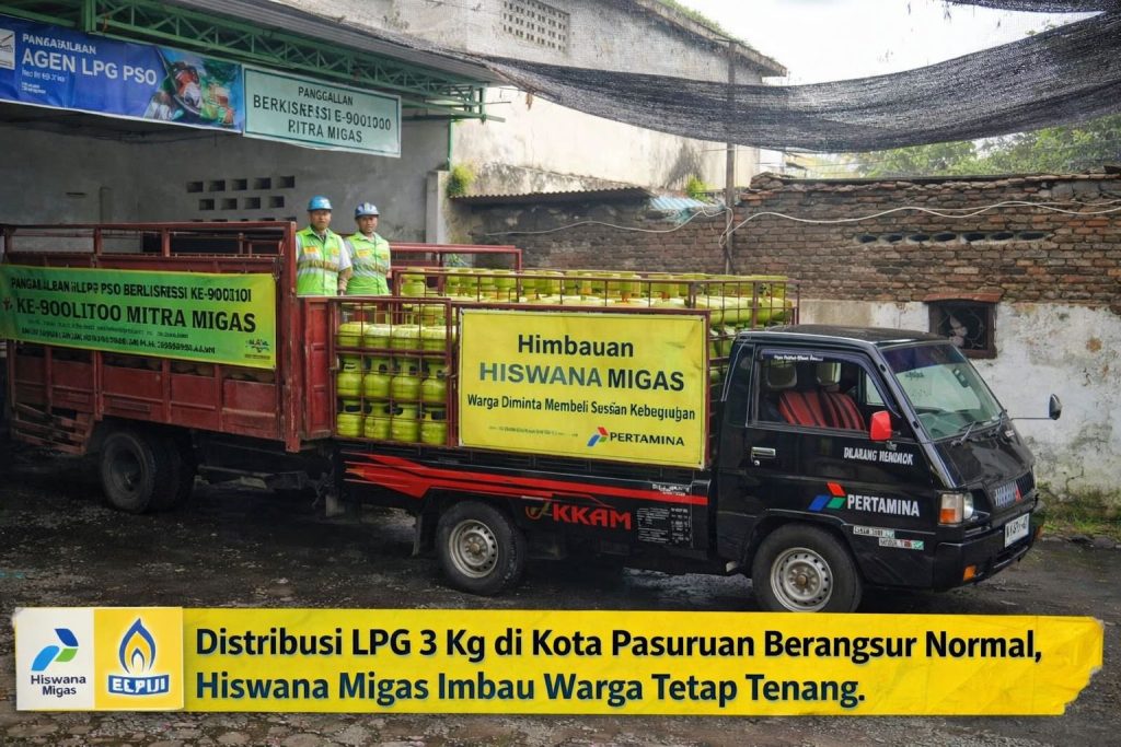 Proses penyaluran tabung LPG Di Pasuruan Raya. Foto Mufida.