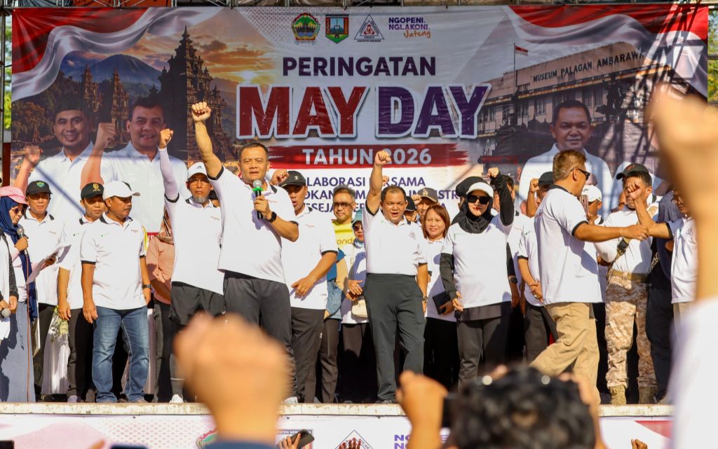 Gubernur Jateng Ahmad Luthfi pada Peringatan Hari Buruh Internasional (May Day) 2026 di Alun-alun Bung Karno Ungaran (GOnews.id)