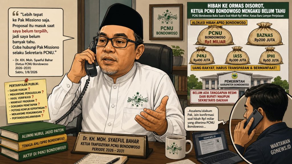 Hibah ke Ormas Disorot, Ketua PCNU Bondowoso Mengaku Belum Tahu Ilustrasi gambar Ketua PCNU Bondowoso