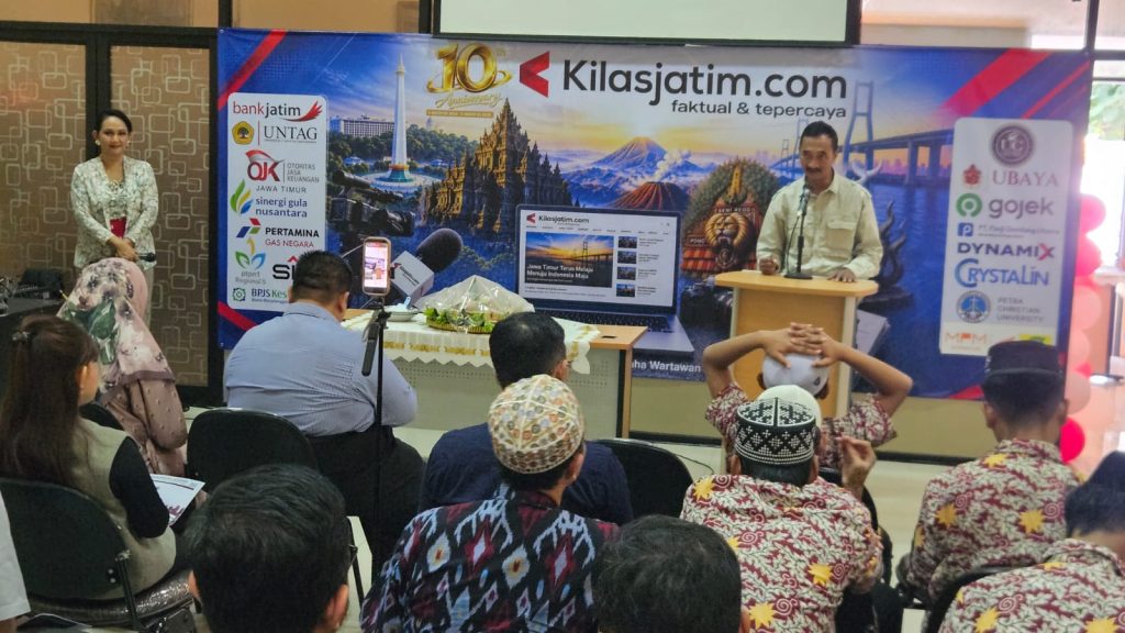Hadiri HUT ke-10 Kilasjatim.com, Ketua JMSI Jatim Beberkan Ciri Media Pers Berkualitas Ketua JMSI Jatim Syaiful Anam dalam sambutannya