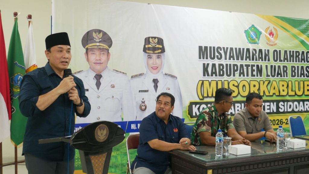Rafi Wibisono Pimpin KONI Sidoarjo hingga 2029 Suasana Musorkablub KONI Kabupaten Sidoarjo di Stadion Gelora Delta Sidoarjo, Rabu (26/8/2026).
