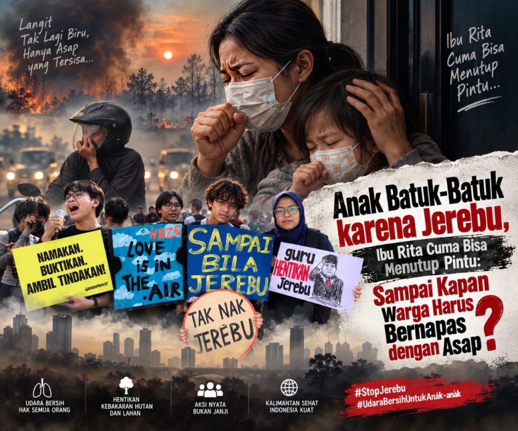 Anak Batuk-Batuk karena Jerebu, Ibu Rita Cuma Bisa Menutup Pintu: Sampai Kapan Warga Harus Bernapas dengan Asap? Ilustrasi gambar by AI