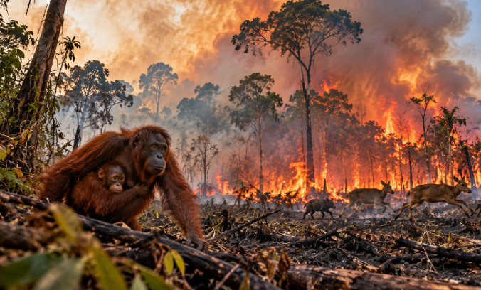 Hutan Kalimantan Terbakar, Satwa Terancam Kehilangan Rumah Kebakaran Hutan Kalimantan Barat Agustus 2026 Ancam Habitat Satwa Liar