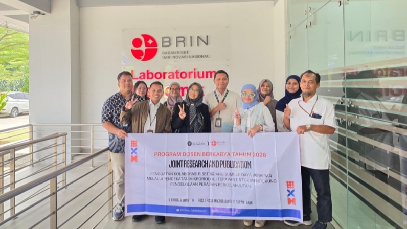 Perwakilan Program Studi Manajemen Sumber Daya Perairan (MSP) FPIK Universitas Brawijaya bersama jajaran Badan Riset dan Inovasi Nasional (BRIN) dalam kunjungan akademik di Bogor, Senin (5/10/2026)